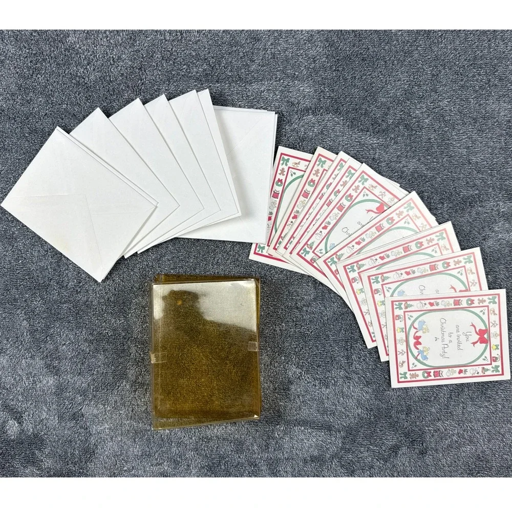 Vintage Christmas Party Invitations Boxed Set‎ of 8 Angels Gingerbread Envelopes
